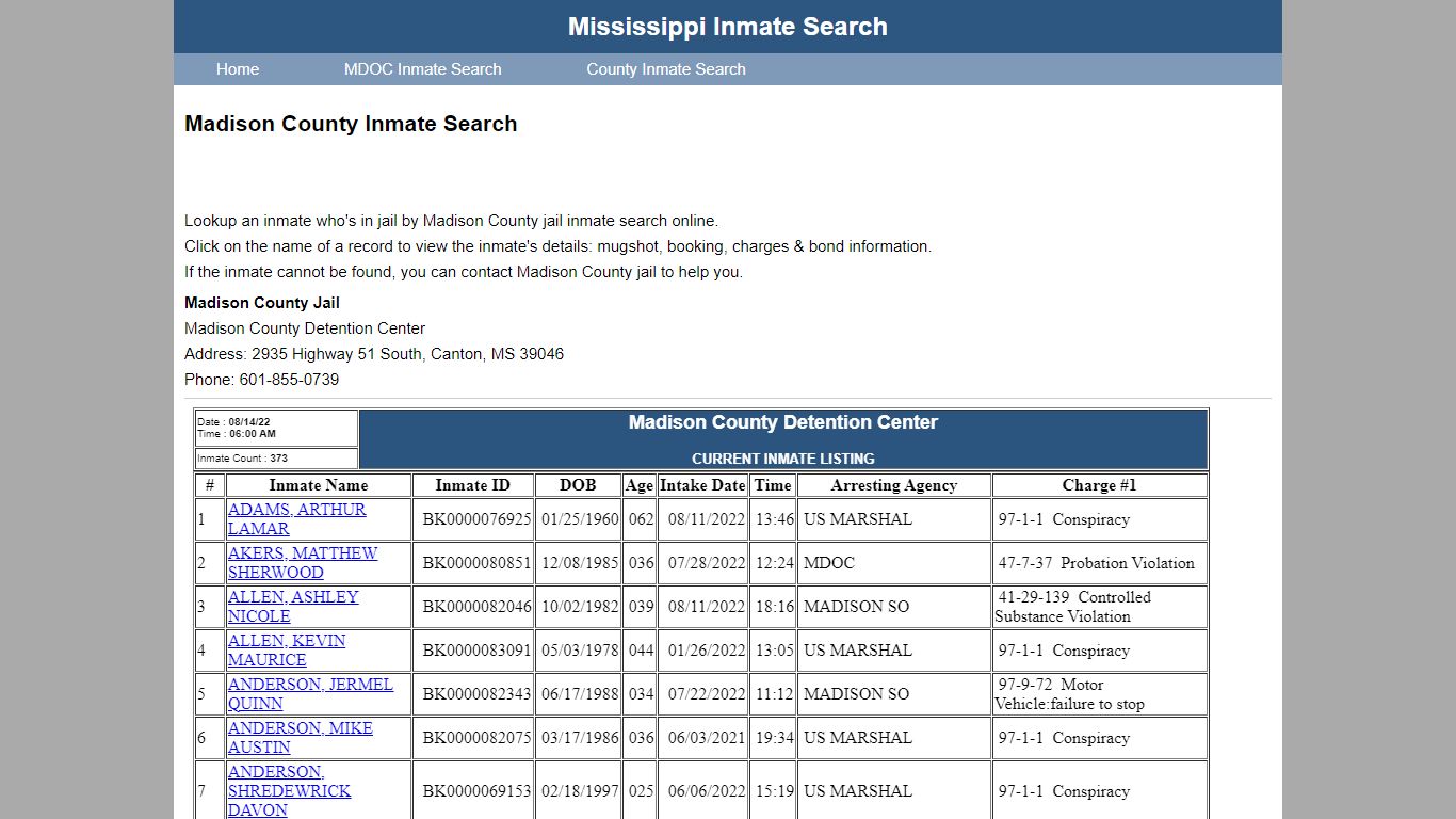 Madison County Inmate Search